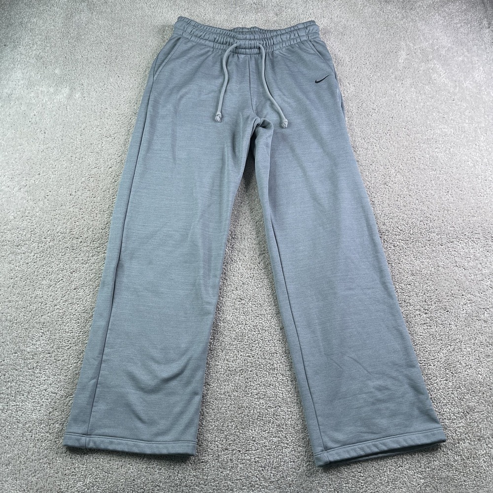 Nike Pants Women Medium Gray Therma Fit Icon Fleece Wide Leg Athletic Sweatpants